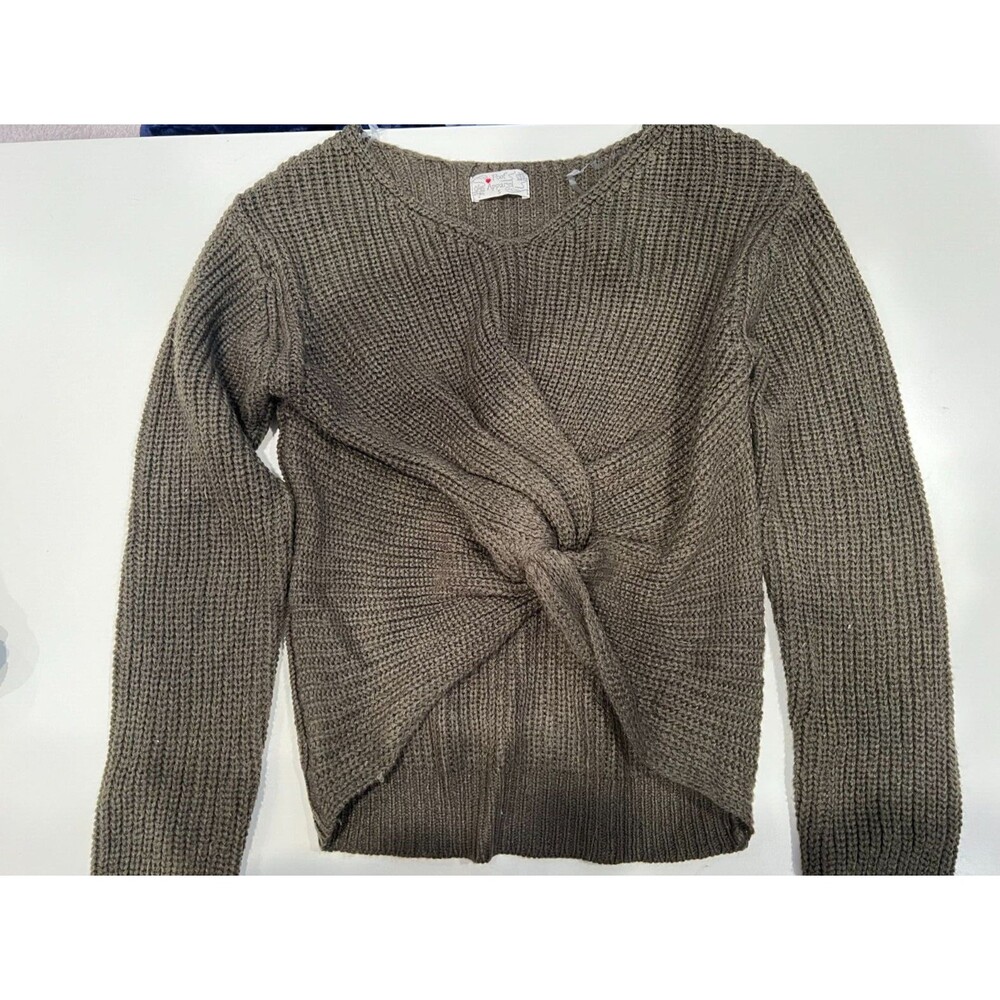 Juniors Poof Apparel Green Crop Sweater Size Small